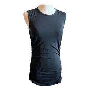 Theory Ruched Tank K. Mat Jersey Black‎ Sleeveless Top – Size M